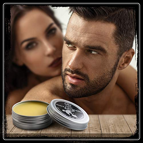 Bálsamo Barba 60g con Natural Aceite de Almendras - Argan - Jojoba - Cacao - Sándalo - Bergamota - Beneficios para la Barba y Bigote - Cuidado de la Piel - Beard Oils