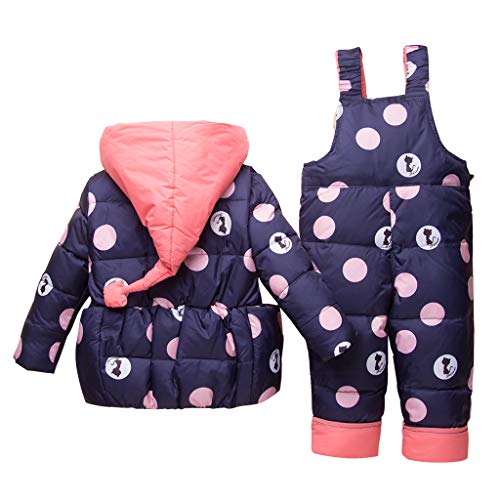 Bebé Invierno 3 Piezas Trajes de Nieve Capucha Plumón Chaqueta + Pantalones y Monos para La Nieve + Bufanda Niños Niñas Snowsuit Ropa Conjuntos Azul 18-24 Meses