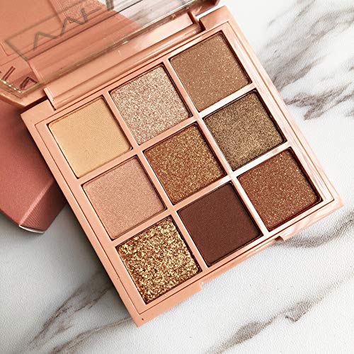 Beito 1PC Paleta de sombra de ojos con brillo mate Sombra de ojos Pro Sombra de ojos de 9 colores Polvo de ojos altamente pigmentado Paleta de colores cosméticos de Warm Colors