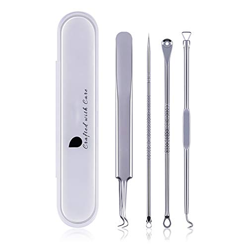 Beito Essentials Blackhead Remover Tool 4 Unids Profesional de Acné Inoxidable Spot Comedone Extractor Pinzas Kit de Eliminación de Espinilla