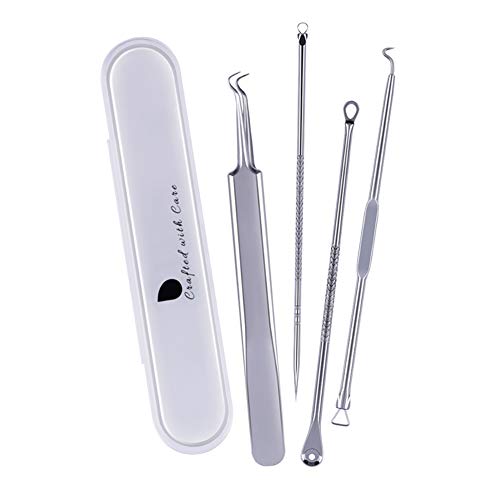 Beito Essentials Blackhead Remover Tool 4 Unids Profesional de Acné Inoxidable Spot Comedone Extractor Pinzas Kit de Eliminación de Espinilla