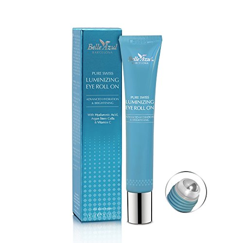 Belle Azul - PURE SWISS - Sérum Anti-Edad Corrector para los Ojos, Ilumina y Reduce la aparición de Ojeras, Incorpora masajeador, Roll-on para una Mejor Absorción, 15ml