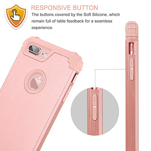 BENTOBEN iPhone 7 Plus Funda, iPhone 8 Plus Funda,3 en 1 Carcasa Combinada PC Híbrido y Silicona TPU Fuerte Resistente PC Bumper Antigolpes Cover Case Protectora Fundas para iPhone 7 Plus/8 Plus 5.5''