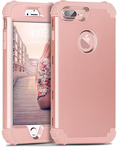 BENTOBEN iPhone 7 Plus Funda, iPhone 8 Plus Funda,3 en 1 Carcasa Combinada PC Híbrido y Silicona TPU Fuerte Resistente PC Bumper Antigolpes Cover Case Protectora Fundas para iPhone 7 Plus/8 Plus 5.5''