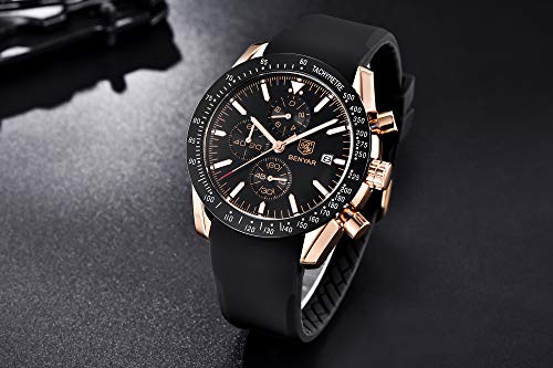 BENYAR Cuarzo cronógrafo Impermeable Relojes Business Casual Deporte Reloj de Pulsera