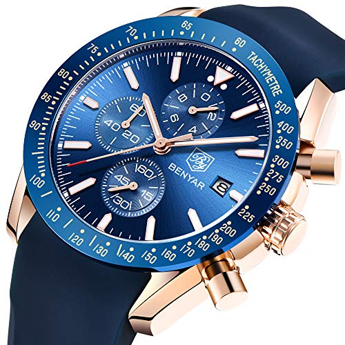 BENYAR Cuarzo cronógrafo Impermeable Relojes Business Casual Deporte Reloj de Pulsera