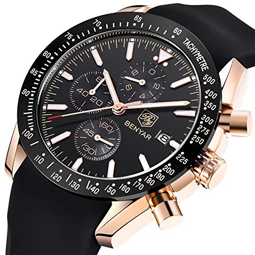 BENYAR Cuarzo cronógrafo Impermeable Relojes Business Casual Deporte Reloj de Pulsera