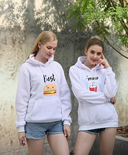 Best Friends Sudaderas para Dos Chicas Mejores Amigas Sudaderas con Capucha BFF Pullover Sister Hoodie BFF Regalos Manga Largas Negro Blanco Gris 1 Pieza