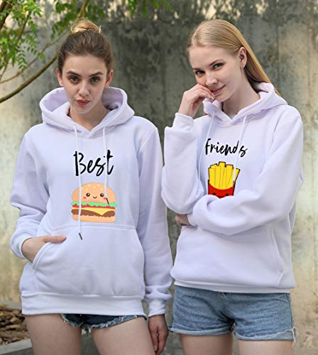 Best Friends Sudaderas para Dos Chicas Mejores Amigas Sudaderas con Capucha BFF Pullover Sister Hoodie BFF Regalos Manga Largas Negro Blanco Gris 1 Pieza