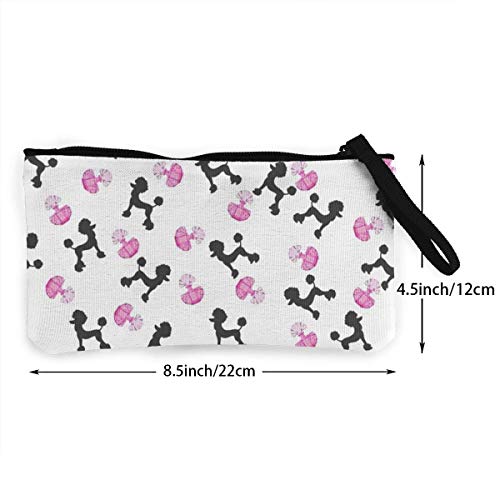 BHGYT Botella de Perfume Rosa Femenina y Monedero Poodlecanvas, Bolsa de Maquillaje, Bolsa para teléfono móvil con asa, Monedero Unisex con Billetera y Billetera, 4.7 'X 8.7'