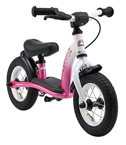 BIKESTAR Running Balance Bike para niños de 2 años con neumáticos de Aire y Frenos | 10 Pulgadas Classic Edition | Flamingo Pink & Diamond White