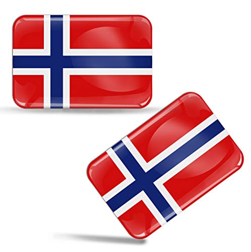 Biomar Labs® 2 pcs 3D Gel Pegatinas Bandera Nacional Noruega Norway Silicona Adhesivo Autos Coches Motos Ciclomotores Bicicletas Ordenador Portátil F 48