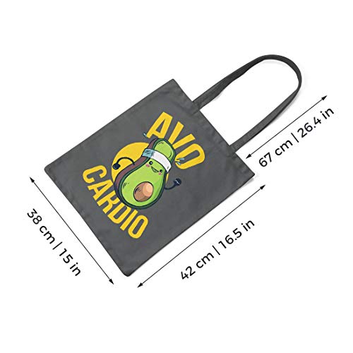 BLAK TEE Funny Avocado and Running is Avocardio Organic Cotton Reusable Shopping Bag Grey