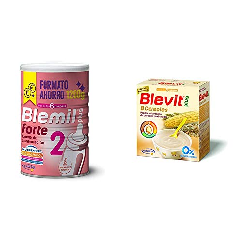 Blemil Plus Forte 2, Leche de continuación para bebé - 1200 gr. + Blevit Plus 8 Cereales para bebé - 2 de 500 grams (Total: 1000 gr.)