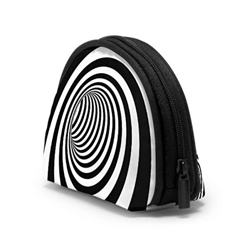 Bolsa de Cambio con Cremallera Ilusión Abstracta Negro Blanco Bolsa de Monedas Divertida Bolsa de Monedas con Cremallera con Cremallera Mini Bolsas de Maquillaje cosmético para Mujeres, niñas, Fiesta