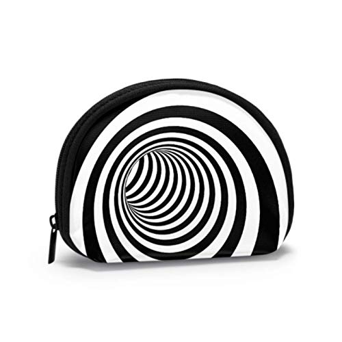 Bolsa de Cambio con Cremallera Ilusión Abstracta Negro Blanco Bolsa de Monedas Divertida Bolsa de Monedas con Cremallera con Cremallera Mini Bolsas de Maquillaje cosmético para Mujeres, niñas, Fiesta