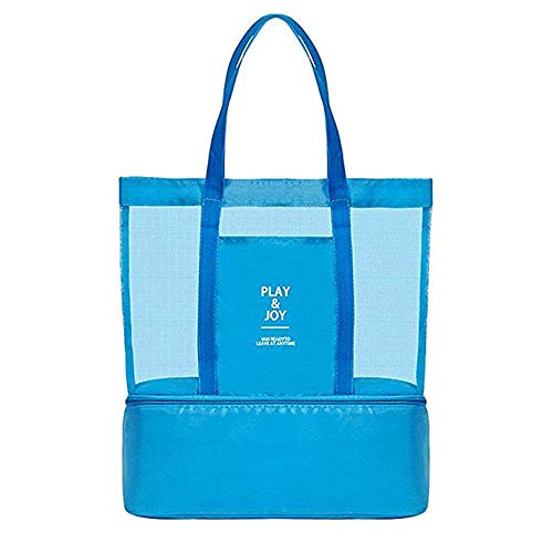 Bolsa de malla con refrigerador aislante, ligera, impermeable, para la playa, natación, piscina, camping, picnic, gimnasio, deportes, viajes, grande y práctica, para mujer