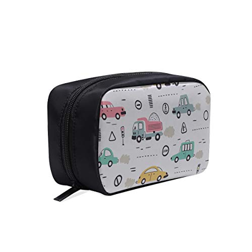 Bolsa de maquillaje básica Bolsas de maquillaje para vehículos de transporte de dibujos animados para niñas adolescentes Bolsa con cremallera Maquillaje Bolsa de cosméticos fresca Bolsas de cosmétic