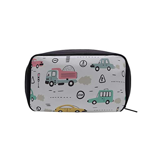 Bolsa de maquillaje básica Bolsas de maquillaje para vehículos de transporte de dibujos animados para niñas adolescentes Bolsa con cremallera Maquillaje Bolsa de cosméticos fresca Bolsas de cosmétic