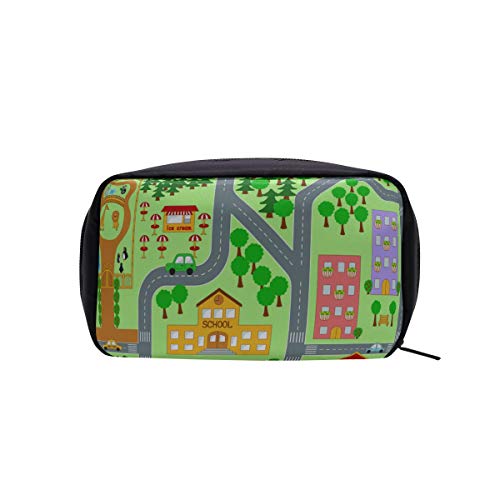 Bolsa de maquillaje básica Mapa de la ciudad Bolsa de maquillaje para adolescentes clara y simple Bolsa de aseo para niños Bolsa de maquillaje Cheer Bolsas de cosméticos Estuche multifunción Bolsa d