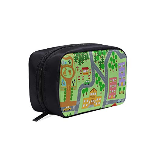 Bolsa de maquillaje básica Mapa de la ciudad Bolsa de maquillaje para adolescentes clara y simple Bolsa de aseo para niños Bolsa de maquillaje Cheer Bolsas de cosméticos Estuche multifunción Bolsa d