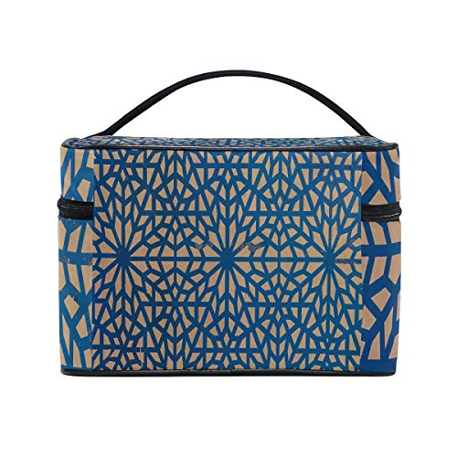 Bolsa de maquillaje portátil Marruecos Floarl textura cosméticos bolsas,práctico organizador de bolsas de aseo para mujeres y niñas