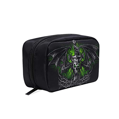 Bolsa de organizador de artículos de aseo Patrón de dragón y calavera gótico verde Bolsa de maquillaje para hombres Bolsa de cosméticos de viaje Hombres Bolsa de aseo personalizada Bolsas de cosmétic