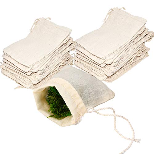 Bolsas de muselina de algodón con cordón, 50 bolsas de filtro de té reutilizables, bolsa de malla para té suelto, hierbas, especias, jabón y regalos de joyería