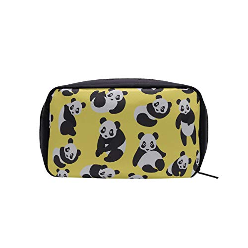 Bolso cosmético básico Panda lindo en patrón amarillo Bolso de viaje para mujer Bolso de viaje perfecto Bolso de mano de moda para hombre Bolsas de cosméticos Estuche multifunción Bolsas de cosmético