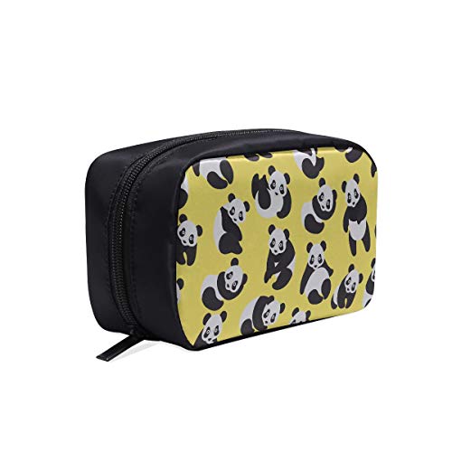 Bolso cosmético básico Panda lindo en patrón amarillo Bolso de viaje para mujer Bolso de viaje perfecto Bolso de mano de moda para hombre Bolsas de cosméticos Estuche multifunción Bolsas de cosmético