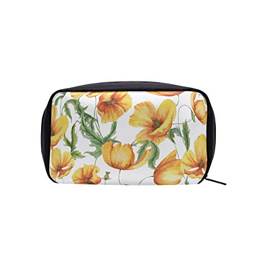 Bolso de aseo para hombre Pequeño Handdrawn Acuarela Floral de patrones sin fisuras Bolso de cosméticos amarillo para viaje Bolso de lápiz cosmético Bolsos de moda para mujer Bolsos de cosméticos Est