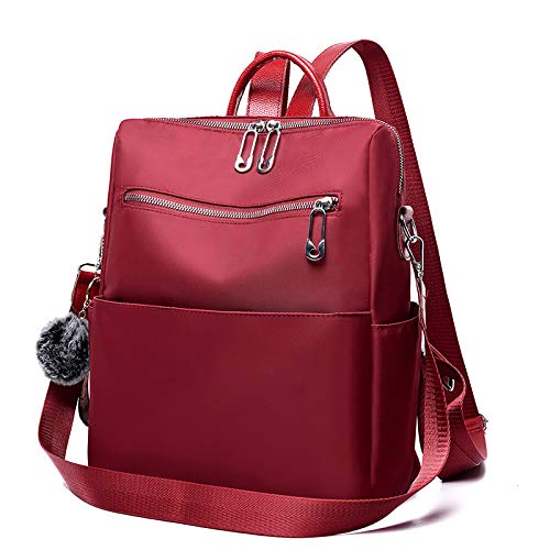 Bolso Mochila para Mujer Mochila de Moda Bola de Pelo Decoración Mochilas de Nylon Impermeables para Mujer Mochilas de Ciclismo Hidratación Ocio Viajes Compras Bolso portátil Ligero