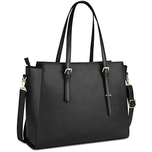 Bolso Mujer Bolso Universidad Mujer Bolso para Portatil 15.6 Pulgadas Grande Impermeable Bolso Shopper Mujer Cuero PU Bolso Shopper Bolsa Negro