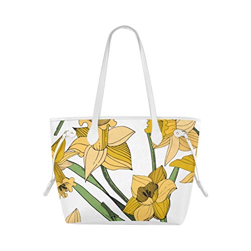 Bolsos de mano con diseño de flor de narciso Bolso de hombro salvaje Bolso de gimnasio de gran capacidad Resistente al agua con asa duradera