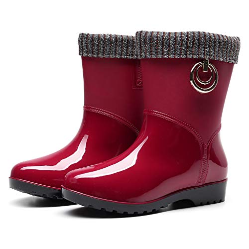 Bota Agua Mujer Jardín Trabajo Lluvia Botas Nieve Caliente Antideslizante Impermeable Casual Planas Zapatos Calzado Outdoor Fannyfuny