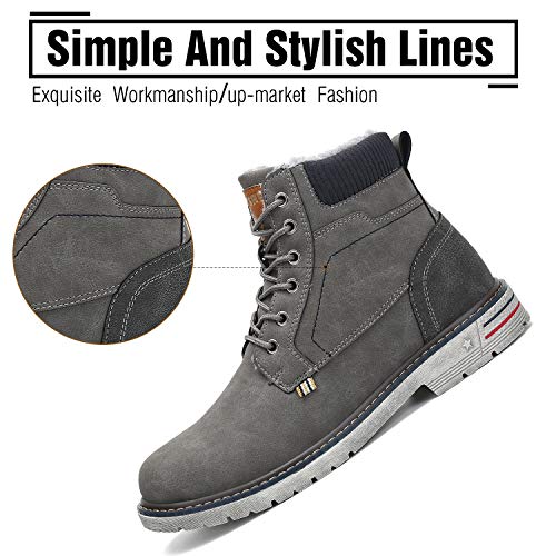 Botas de Nieve Hombre Antideslizante Invierno Botines Calientes Trekking Aire Libre Zapatos Gris 41