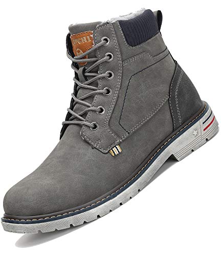 Botas de Nieve Hombre Antideslizante Invierno Botines Calientes Trekking Aire Libre Zapatos Gris 41