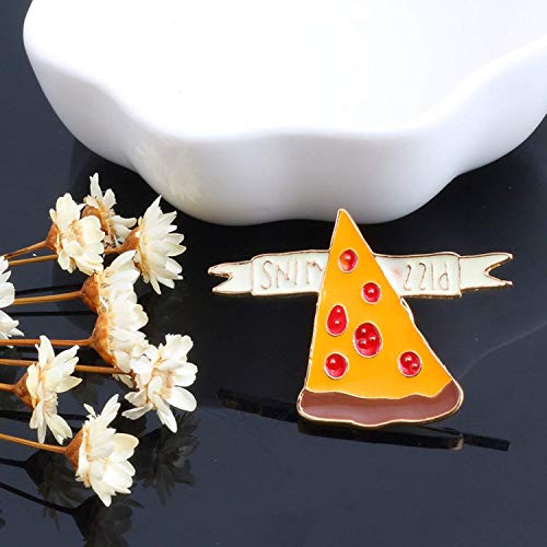 Bowen Jimmy Bread Hamburger Fries Pizza For Women Jackets Lapel Pins Omelette Popcorn Cartoon Fast Food Enamel Pin,Pizza2