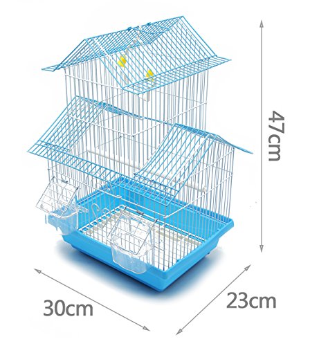 BPS Jaula Pájaros Metal con Comedero Bebedero Columpio Saltador Cubeta 2 Tamaños M/L Color envia al Azar (M: 30 x 23 x 47 cm) BPS-1207