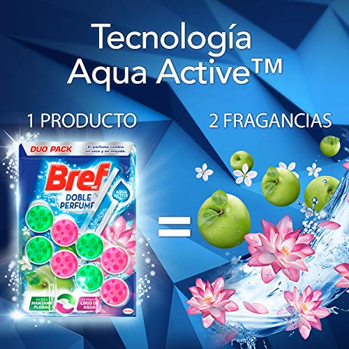 Bref Doble Perfume Manzana Floral y Lirio de Agua Colgador WC Duplo – 2x50 gr