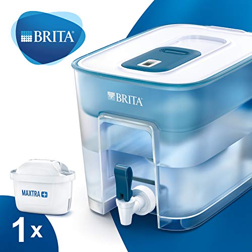 BRITA depósito Flow – Dispensador de Agua Filtrada con 1 cartucho MAXTRA+, Filtro de agua BRITA que reduce la cal y el cloro, Agua filtrada para un sabor óptimo, 8.2L