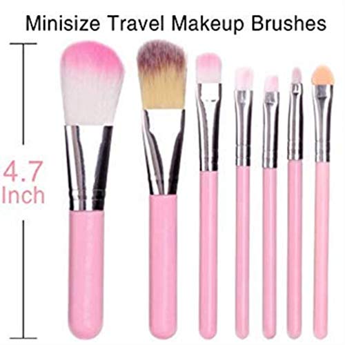 Brochas de maquillaje para niños, 7 piezas, set de brochas de maquillaje, base de cejas, delineador de ojos, brochas cosméticas, corrector para niños, niñas, color rosa