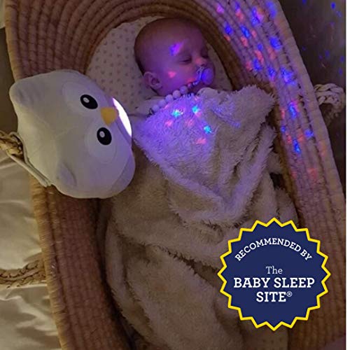 Bubzi Co Búho quitamiedos relajante y Luz de noche y Emisor de sonido relajante – Peluche bebé con ruido blanco y Proyector de estrellas LED y 10 Canciones de Cuna – Ideal regalo para bebé