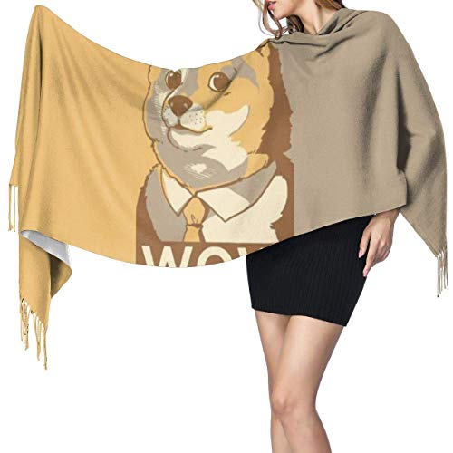 Bufanda de Invierno Para Mujer Chal Pashminas Wow DOGE Grande Larga de 196 * 68CM Chal Invierno Cálida Grande Larga Suave Manta para Mujeres