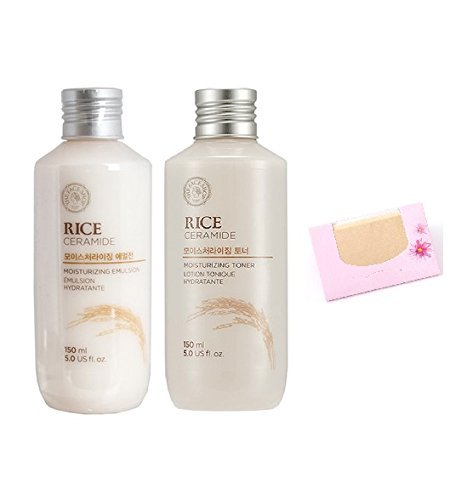 Bundle - The Face Shop Rice & Ceramide Moisture SET(Emulsion + Toner) + SoltreeBundle Natural Hemp Paper 50pcs