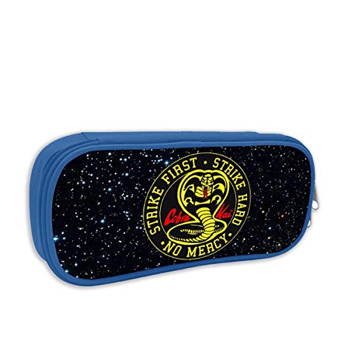 BXBX Cobra Kai Anime Maquillaje Bolsa Durable Estudiantes Papelería fresca con doble cremallera para niños y niñas