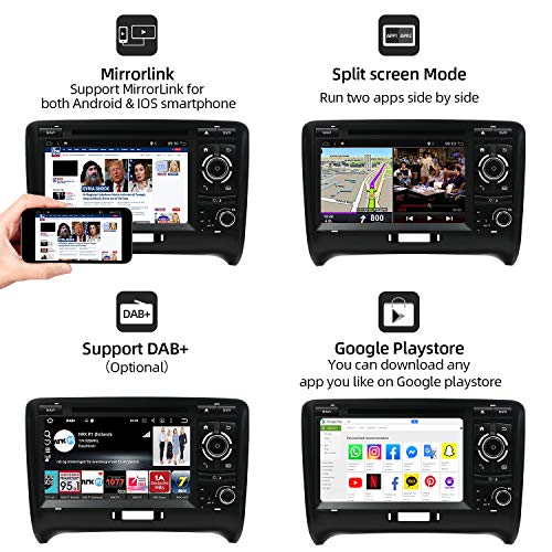 BXLIYER Android 9.0-2 Din Autoradio Compatible para Audi TT 2006-2011 Coche Navegacion GPS |7 pulgadas 2G RAM+32G ROM Octa Core |Soporte WALN 4G Volante Bluetooth Google Dab+ |Gratis Cámara y Canbus