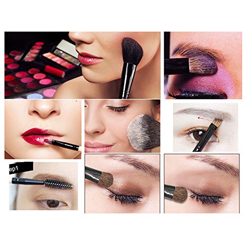 C100AE Brochas de maquillaje, 18 Piezas Profesional Pinceles Maquillaje Pincel de maquillaje para ojos Blush Lip Contour Concealer Makeup Brush, Adecuado para Maquillaje Diferente (Negro + oro)