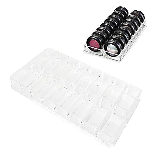 Caja de almacenamiento de cosméticos - 16 rejillas Transparente de doble fila Sombra de ojos de acrílico transparente Polvo suelto Almacenamiento de maquillaje de doble fila