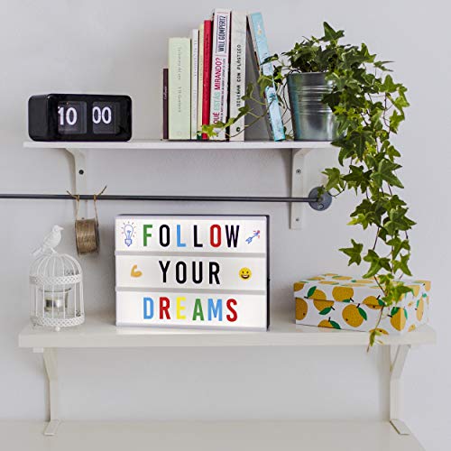 Caja de Luz LED A4 con 300 Letras, Divertidos Emojis y 2 Rotuladores | Ñ y Ç Incluidas | Light Box Ideal para Decoración Vintage en Hogar, Habitación | Regalo Original Navidad y Cumpleaños